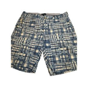 Peter Millar Crown Crafted Golf Shorts Blue Plaid Print Stretch Mens‎ Size 36x10